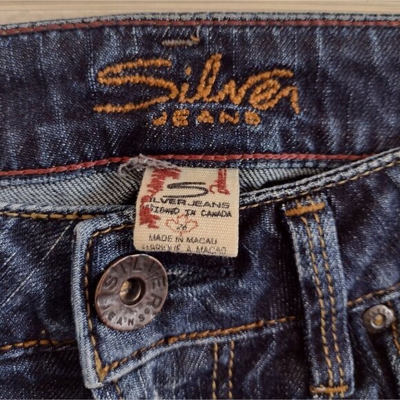 Silver Jean Womens 26 X 33 Eden Flare Leg Deconstructed Distressed Dark Wash - Picture 5 of 8